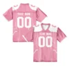 Personalized Blue Football Shirt with Team Name Number Custom Print Embroidery American Football Jersey for Men Women Youth Kids
